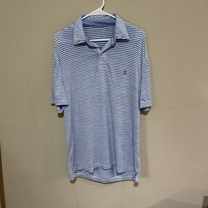 IZOD Golf Polo Shirt Men's Medium Stretch Blue And‎ White